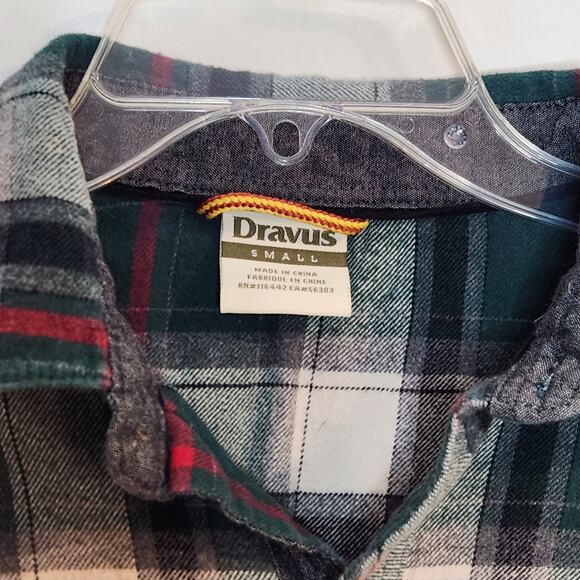 Dravus Mens Small Plaid Cotton Flannel Button Down Shirt - Picture 3 of 5